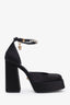 Versace Black Satin Medusa Aevitas Platform Heels Size 38.5