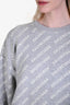 Balenciaga Grey Cotton Spandex Intarsia Logo Crewneck Sweater Size S