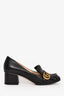 Gucci Black Leather GG Block Heels Size 38.5
