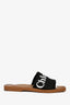 Chloe Black Logo 'Woody' Sandals Size 40