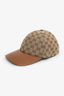 Gucci Beige GG Monogram Canvas Leather Baseball Hat Size L