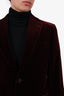 Salvatore Ferragamo Burgundy Velvet Single-Breasted Blazer Size 50 Mens