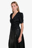 Frame Black Silk Short Puff Sleeve Buttoned Top Size S