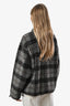 Veste Teddy zippée à carreaux grise en laine mélangée Miu Miu 2025, taille XS