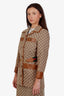 Gucci Brown GG Canvas Leather Trimmed Horsebit Web Belt Jacket Size 40