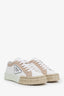 Prada White/Beige Canvas Gabardine Logo Sneakers Size 35