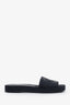 Pre-loved Chanel™ Black Woven Raffia Interwoven CC Flat Slides Size 38