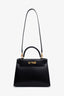 Hermès 2023 Black Box Leather Sellier Kelly 28 with Strap