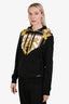 Versace Black/Yellow Baroque Print Zip Up Hoodie Size XS