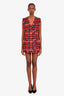 Balmain Red/Black Tweed Wool Mohair Sleeveless Mini Dress Size 42