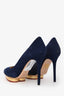 Charlotte Olympia Navy Suede Leather Pointed Toe Platform Dolly Heels Size 37