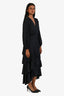 Maje Navy Ruffled Long Sleeve Dress Size 34
