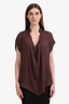 Haute Hippie Maroon Silk Sheer Short Sleeve Top Size M