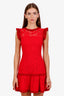 Alexis Red Lace Ruffled Mini Dress Size M