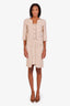 Pre-loved Chanel™ 2014 Beige Metallic Tweed Jacket with Sleeveless Midi Dress Set Size 34