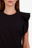 Celine Black Asymmetrical Ruffled Sleeveless Blouse Size 38
