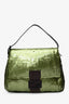Fendi Green/Brown Sequins Mamma Baguette Shoulder Bag