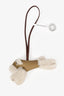 Hermès Etoupe/Craie Leather Shearling 'Budy' Dog Charm