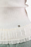 Pre-loved Chanel™ 2006 White Interlocking Crystal CC Tank Top Size 38