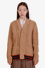 Gucci Brown Wool Web Striped Cable Knit Cardigan Size XS