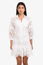 Cara Cara White Cotton Embroidered LS Midi Dress Size XS