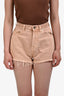 Saint Laurent Pink Denim Frayed Hem Shorts Size 24
