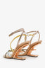 Fendi Gold/Silver Metallic Strappy Heels Size 38