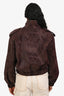 Fabrique Mahogany Coated Faux Leather Bomber Jacket Size S