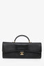 Pre-loved Chanel™ x Matthieu Blazy 2026 Black Lizard Embossed Patent Long Top Handle Clutch with Chain