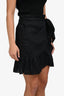 Isabel Marant Étoile Black Linen Mini Ruffle Wrap Skirt Size 38