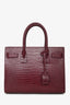 Saint Laurent Burgundy Embossed Croc Leather Baby Sac de Jour With Strap