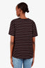 Saint Laurent Black/Red Striped Logo T-Shirt Size L