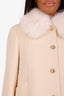 Gucci Beige Wool Blend Faux Fur-trimmed Jacket Size 38
