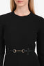 Gucci 25SS Black Cotton Crêpe Dress with Horsebit Belt Size 40