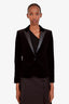 Gucci Black Velvet Leather Single Breasted Blazer Size 36
