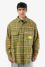 Palm Angels Green/Yellow Check Paint Splatter Shirt Jacket Size 48 Men's
