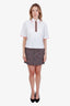 Maje Red/Blue Tweed Zip Up Mini Skirt Size 36