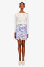 Isabel Marant Pink/Blue Printed Silk Mini Skirt Size 38