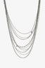 Pre-loved Chanel™ Silver Toned Braided Chain and Multi-Strand Chain Necklace