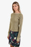 Adanola Khaki Cotton Waffle Knit Raglan Long Sleeve Top Size M