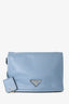 Prada 2019 Blue Glace Calf Flap Messenger Shoulder Bag