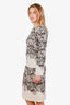 Dolce & Gabbana Beige/Black Lace Print Long Sleeve Top with Midi Skirt Set Size 42 and 44