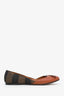 Fendi Brown Canvas and Leather Pequin Bow Ballet Flats Size 39.5
