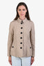 Burberry Beige London Quilted Nylon Button Down Jacket Size 8