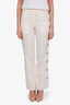 Hermès Cream Linen Button Detail High Waisted Straight Leg Pants Size 36