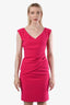 Diane von Furstenberg Pink Jersey Gathered Sleeveless Shift Dress Size 4