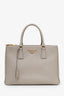 Prada Taupe Saffiano Leather Medium Double Zip Galleria Tote with Strap