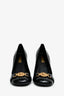 Versace Black Patent Gold Medusa Square-Toe Block Heels Size 37