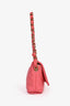 Pre-loved Chanel™ 2021 Pink Lambskin Leather Logo Strap Flap Bag