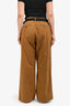 Plan C Brown Cotton Belted Wide-Leg Trousers Size 46